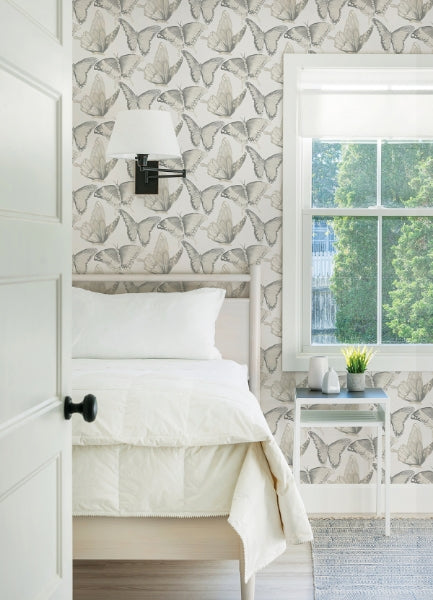 Janetta Grey Butterfly Wallpaper