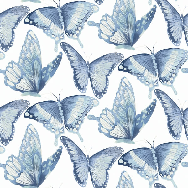 Janetta Blue Butterfly Wallpaper