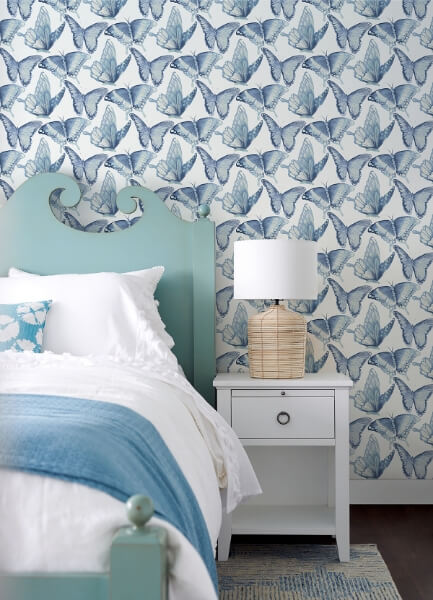 Janetta Blue Butterfly Wallpaper