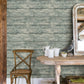 Cabin Teal Wood Planks Wallpaper