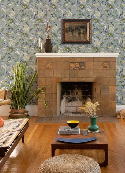 Bohemian Blue Jacobean Wallpaper