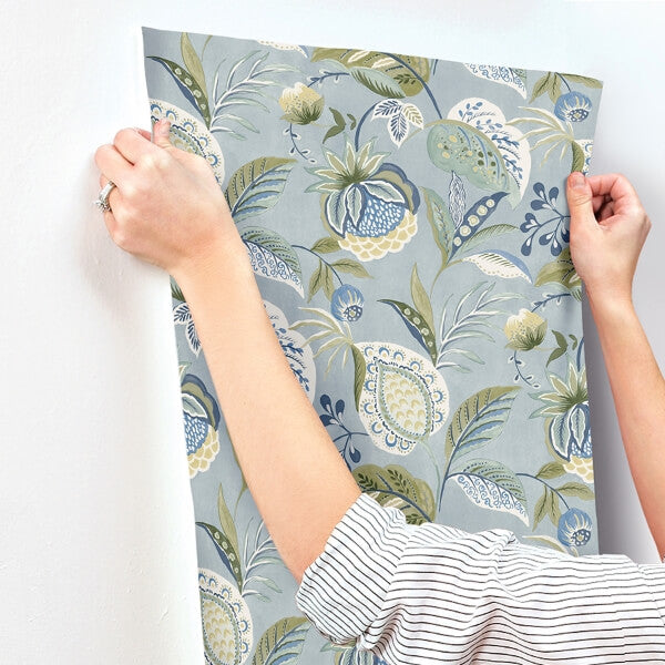 Bohemian Blue Jacobean Wallpaper
