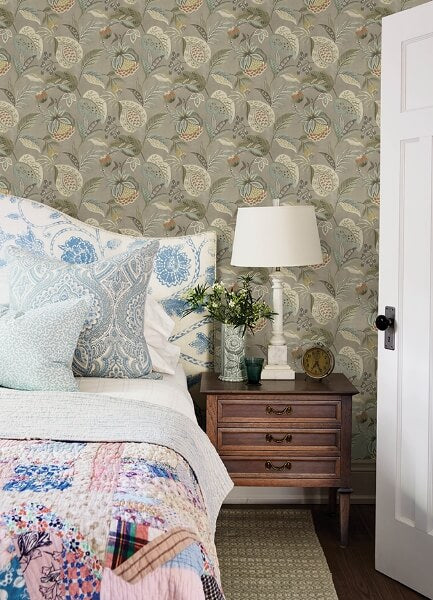 Bohemian Taupe Jacobean Wallpaper