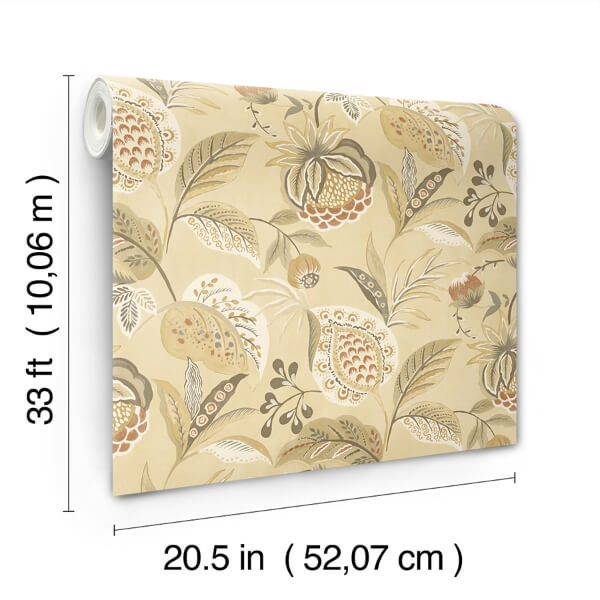 Bohemian Mustard Jacobean Wallpaper