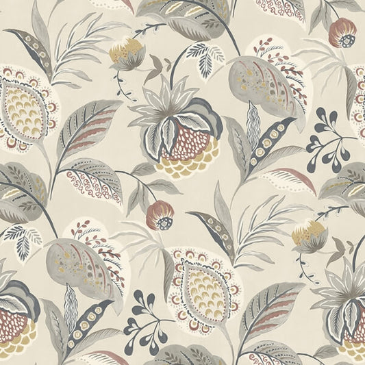 Bohemian Grey Jacobean Wallpaper