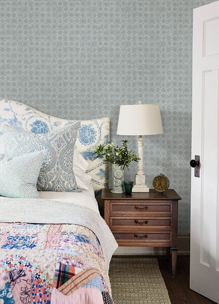 Button Block Blue Geometric Wallpaper