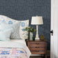 Button Block Navy Geometric Wallpaper