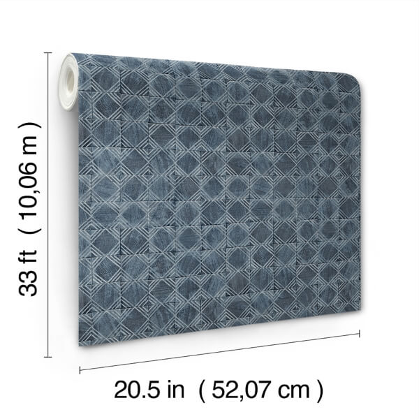 Button Block Navy Geometric Wallpaper