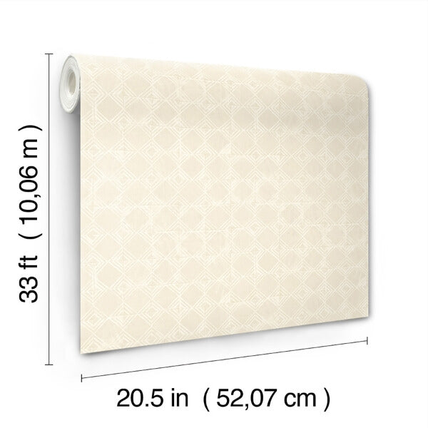 Button Block Taupe Geometric Wallpaper