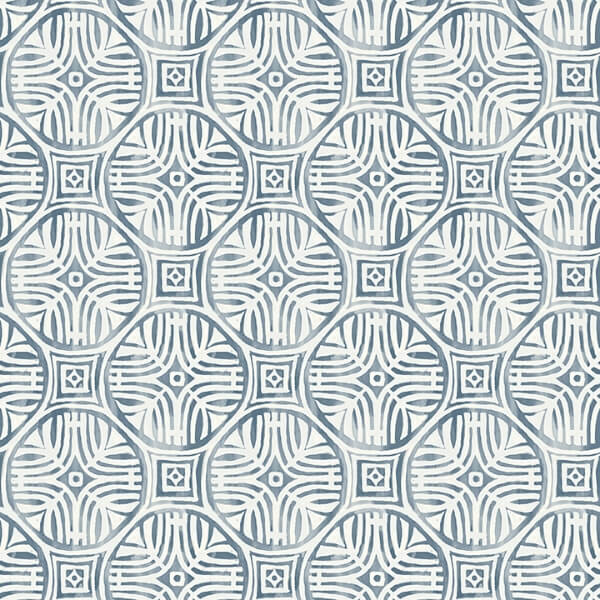Sandee Navy Medallion Wallpaper