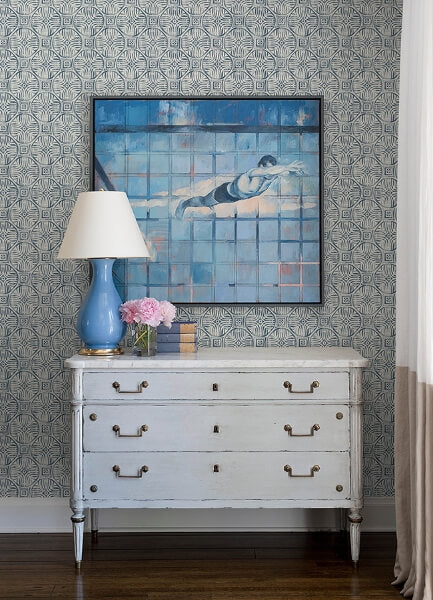 Sandee Navy Medallion Wallpaper