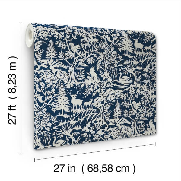 Alrick Navy Forest Venture Wallpaper