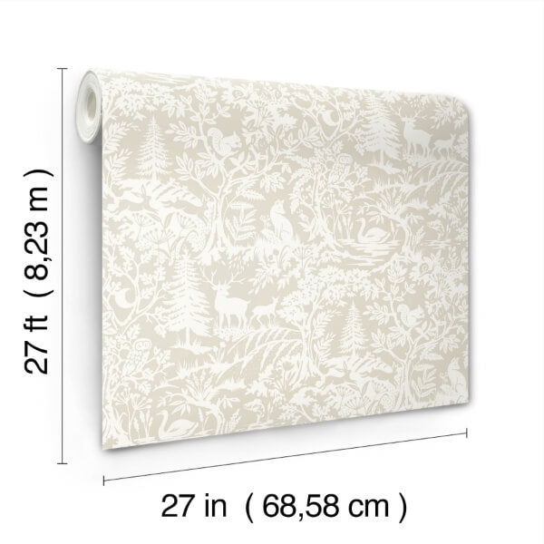 Alrick Taupe Forest Venture Wallpaper