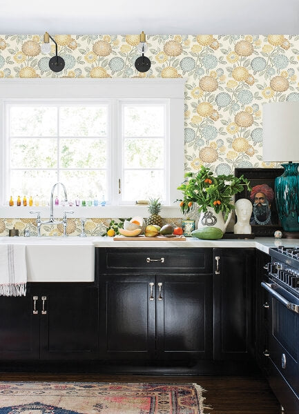 Zalipie Apricot Floral Trail Wallpaper