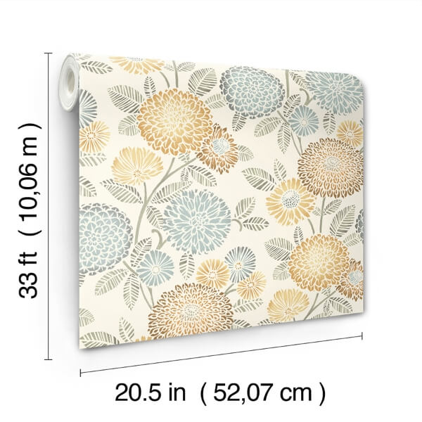 Zalipie Apricot Floral Trail Wallpaper
