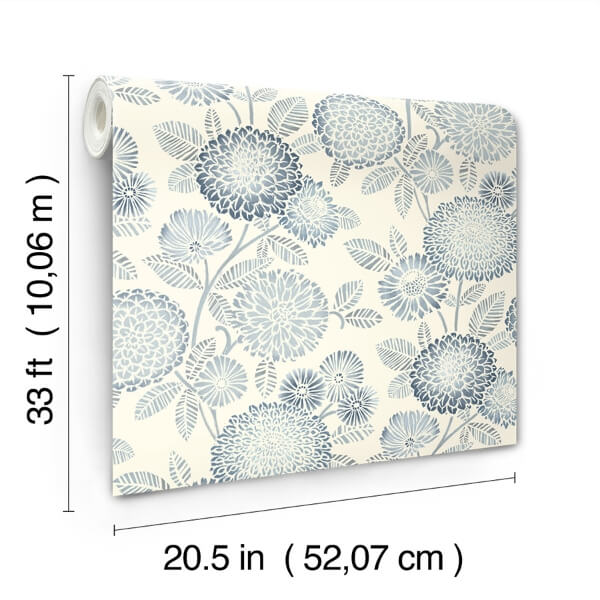 Zalipie Blue Floral Trail Wallpaper