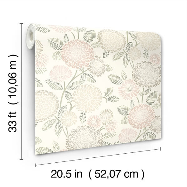 Zalipie Blush Floral Trail Wallpaper