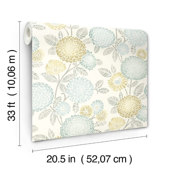 Zalipie Lime Floral Trail Wallpaper