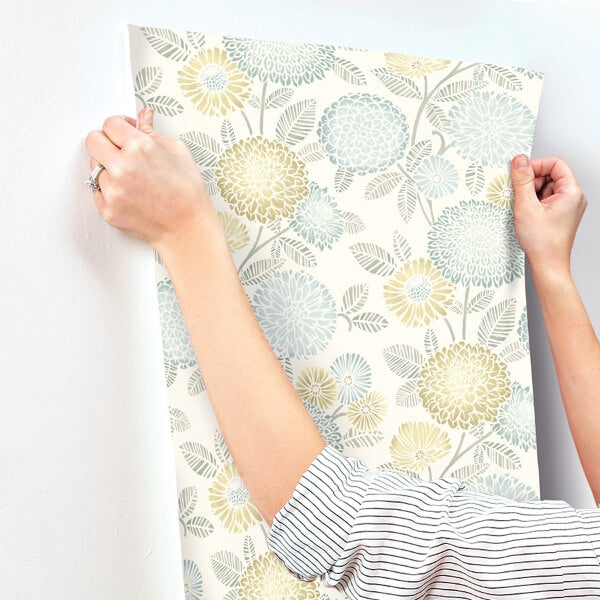 Zalipie Lime Floral Trail Wallpaper