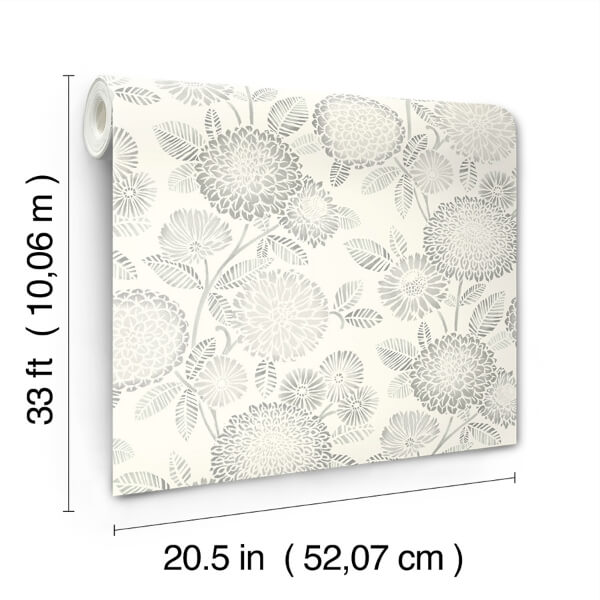 Zalipie Grey Floral Trail Wallpaper