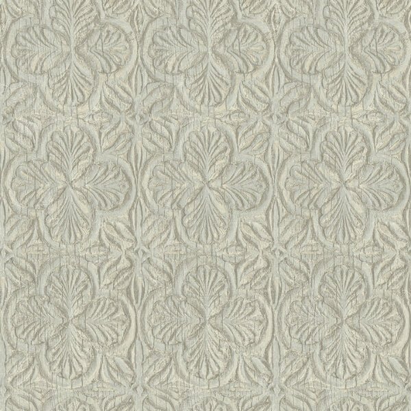 Karachi Light Blue Wooden Damask Wallpaper