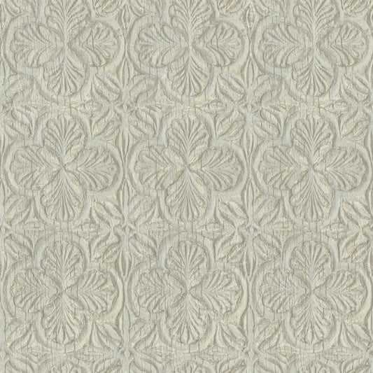 Karachi Light Blue Wooden Damask Wallpaper