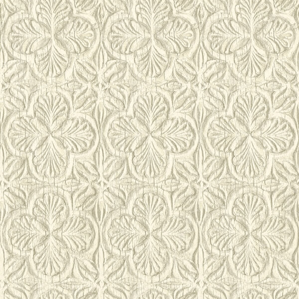 Karachi Cream Wooden Damask Wallpaper