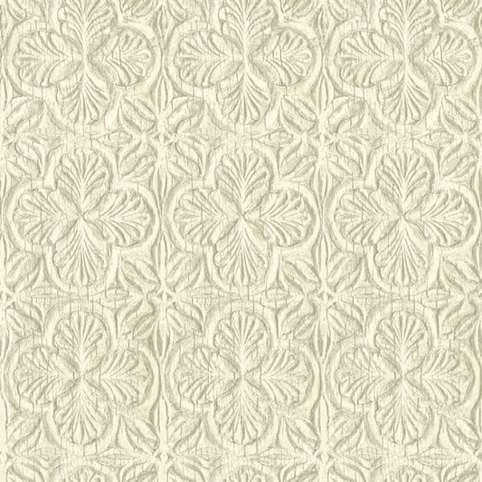 Karachi Cream Wooden Damask Wallpaper