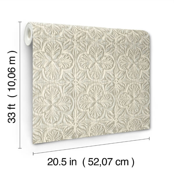 Karachi Aqua Wooden Damask Wallpaper