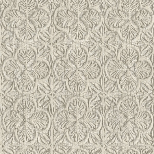 Karachi Taupe Wooden Damask Wallpaper