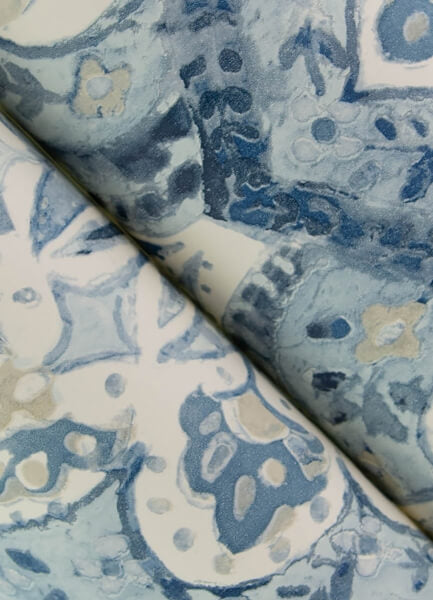 Mimir Blue Quilted Damask Wallpaper