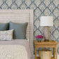 Mimir Blue Quilted Damask Wallpaper