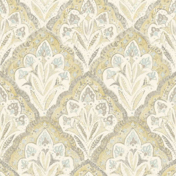 Mimir Mustard Quilted Damask Wallpaper