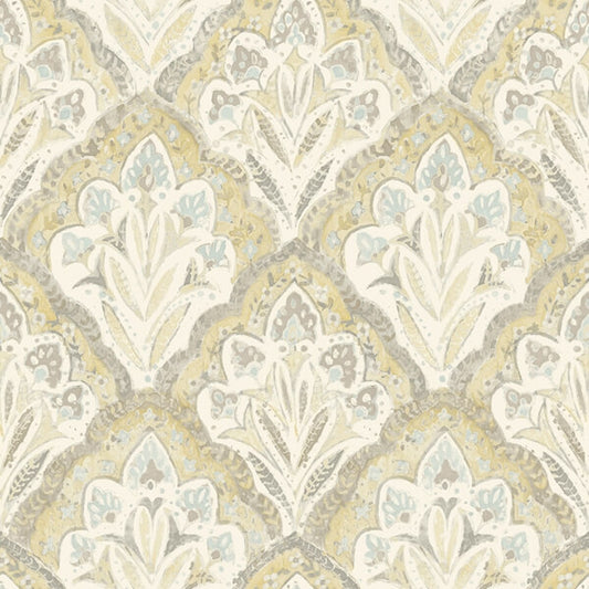 Mimir Mustard Quilted Damask Wallpaper