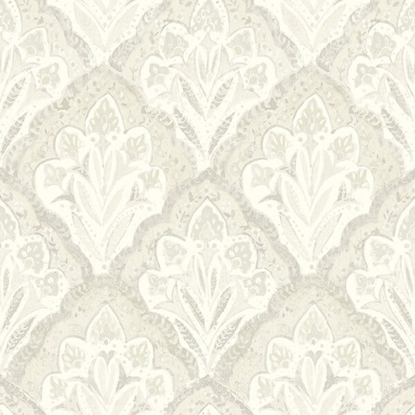 Mimir Dove Quilted Damask Wallpaper