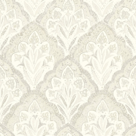Mimir Dove Quilted Damask Wallpaper