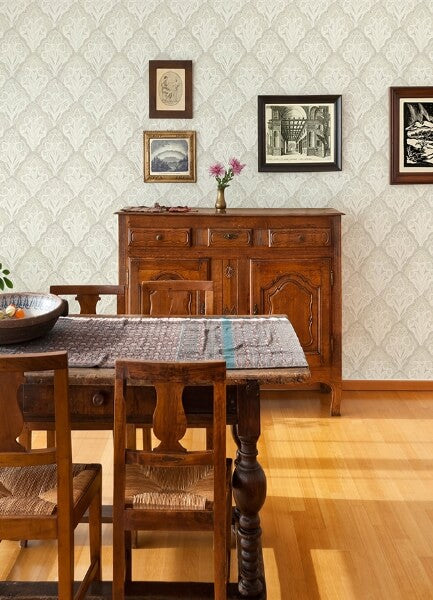 Mimir Dove Quilted Damask Wallpaper