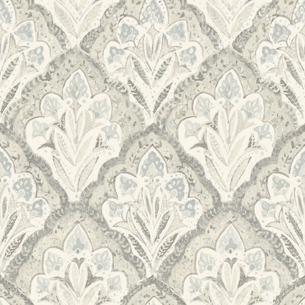 Mimir Grey Quilted Damask Wallpaper