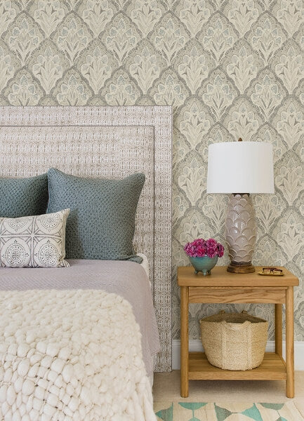 Mimir Grey Quilted Damask Wallpaper