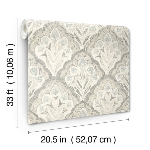 Mimir Grey Quilted Damask Wallpaper