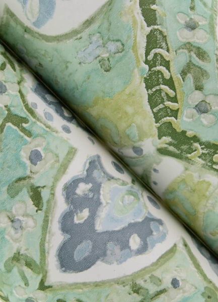Mimir Aquamarine Quilted Damask Wallpaper