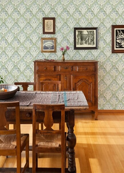 Mimir Aquamarine Quilted Damask Wallpaper