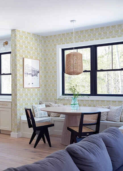 Cathal Mustard Tulip Block Print Wallpaper