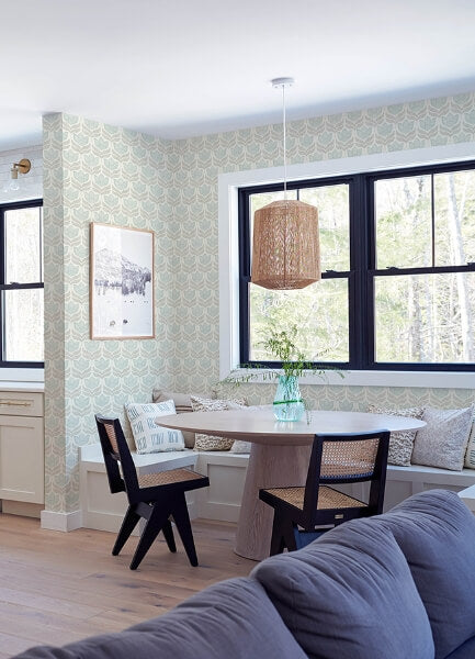 Cathal Aqua Tulip Block Print Wallpaper