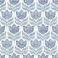 Cathal Blue Tulip Block Print Wallpaper
