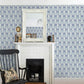 Cathal Blue Tulip Block Print Wallpaper