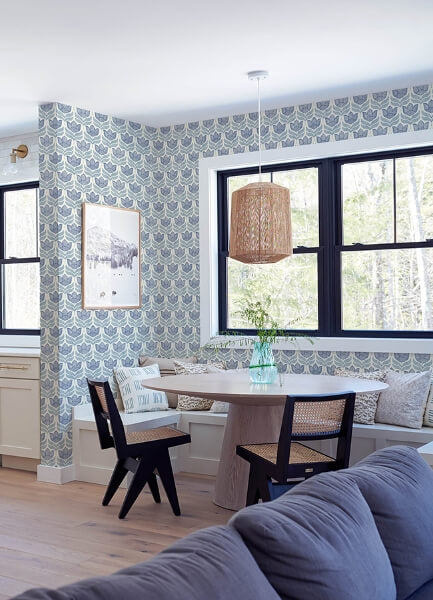 Cathal Blue Tulip Block Print Wallpaper