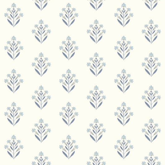 Kova Blue Floral Crest Wallpaper