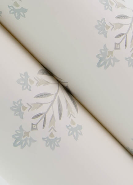 Kova Blue Floral Crest Wallpaper