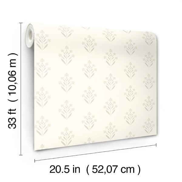 Kova Dove Floral Crest Wallpaper